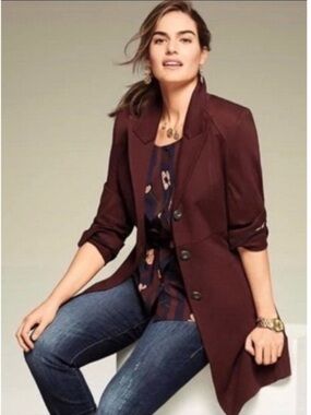 Cabi The Boss Jacket Single Breasted Trench Pea Coat Winter Jacket Brown XS